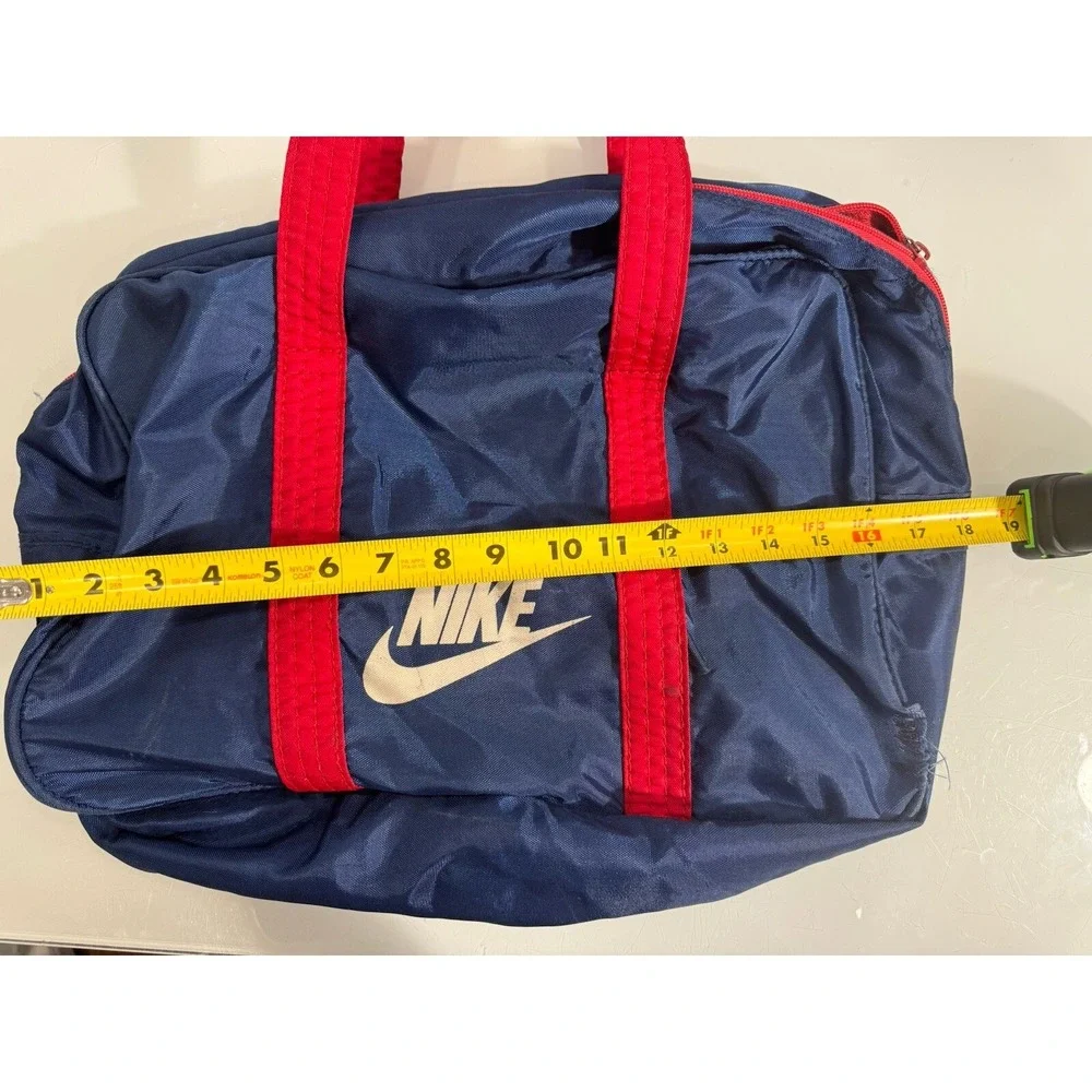 Vintage 1970s NIKE Blue Red Duffle Gym Bag Taiwan Made YKK Zippers - RARE BAG